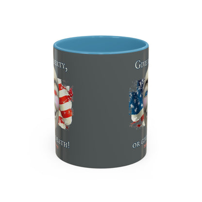 Vendetta, "Give me liberty, or give me death!" Grey Accent Mug by theGreenDragonTavern.shop