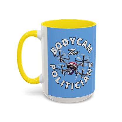 Bodycam the Politicians Drone Light Blue Accent Mug by theGreenDragonTavern.shop