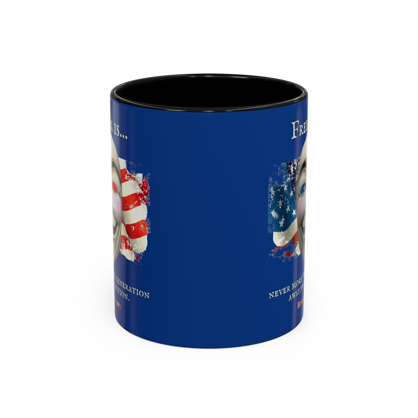 Ronald Reagan Freedom Vendetta Blue Accent Mug by theGreenDragonTavern.shop