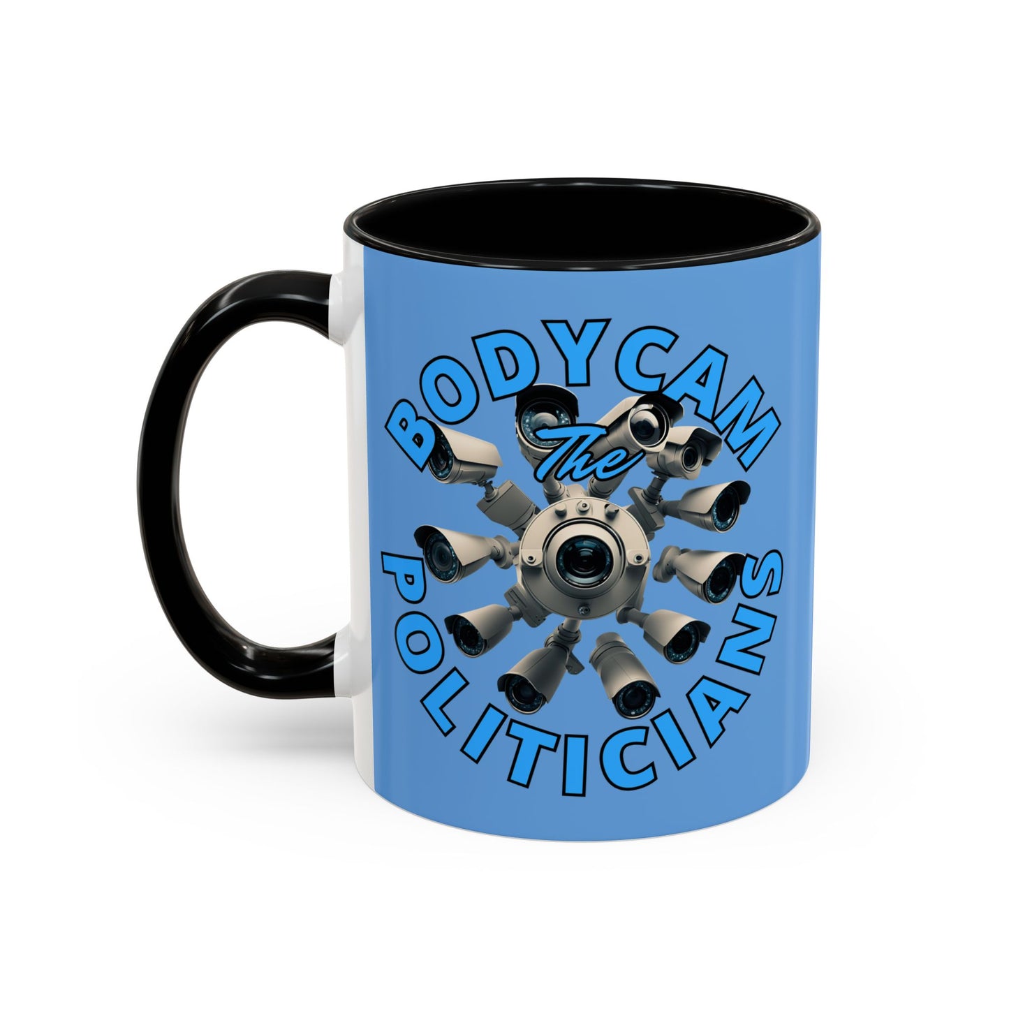 Bodycam the Politicians Cameras Blue Accent Mug by theGreenDragonTavern.shop