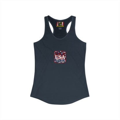 2-sided, Red WHITE and Blue USA Patriot Women's Racerback Tank Top by theGreenDragonTavern.shop
