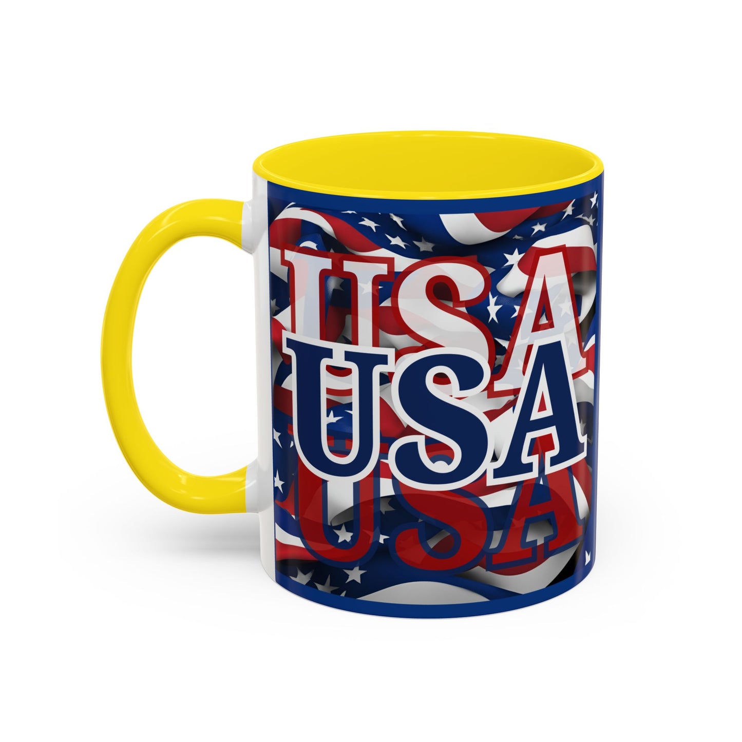 USA Blue font Center Patriot Blue Accent Mug by theGreenDragonTavern.shop