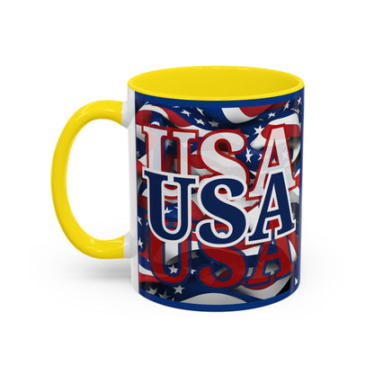 USA Blue font Center Patriot Blue Accent Mug by theGreenDragonTavern.shop