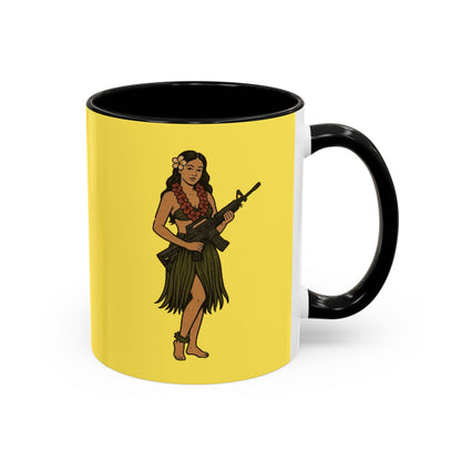 Hula Girl Packin' Heat Pineapple Accent Mug by theGreenDragonTavern.shop