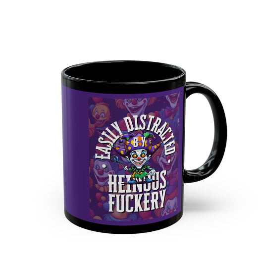 Easily Distracted by Heinous Fuckery Little Jinx Dark Purple Mug by theGreenDragonTavern.shop