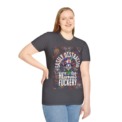 Easily Distracted by Heinous Fuckery Little Jincs Dark colors Unisex T-Shirt by theGreenDragonTavern.shop