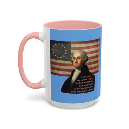 Washington's Earnest Prayer Light Blue Accent Mug by theGreenDragonTavern.shop