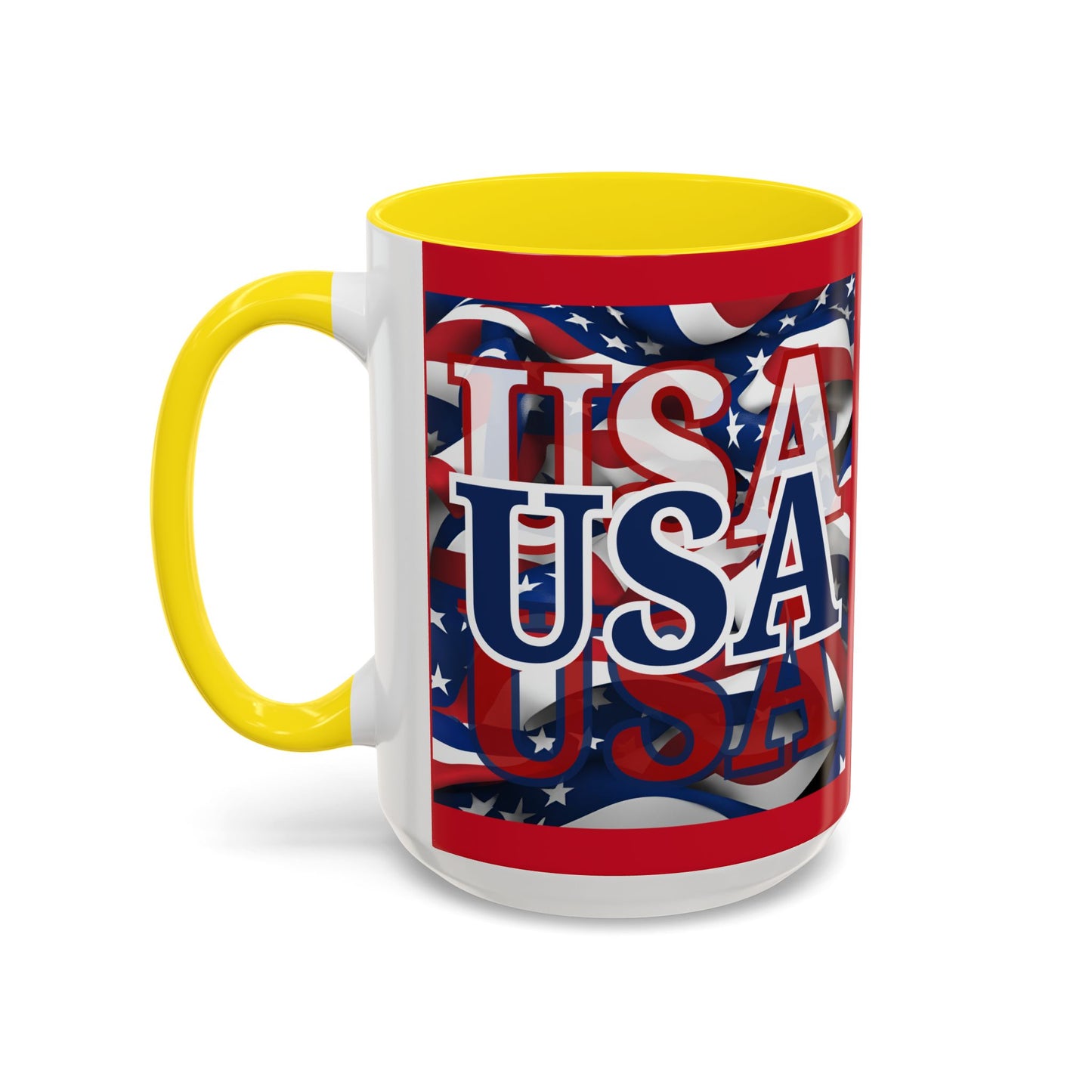 USA Blue font Center Patriot Red Accent Mug by theGreenDragonTavern.shop