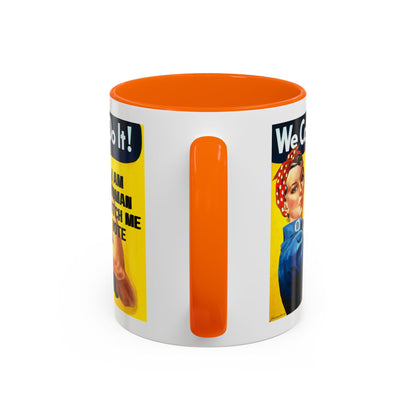 I Am Woman Watch Me Vote Rosie White Accent Mug by theGreenDragonTavern.shop