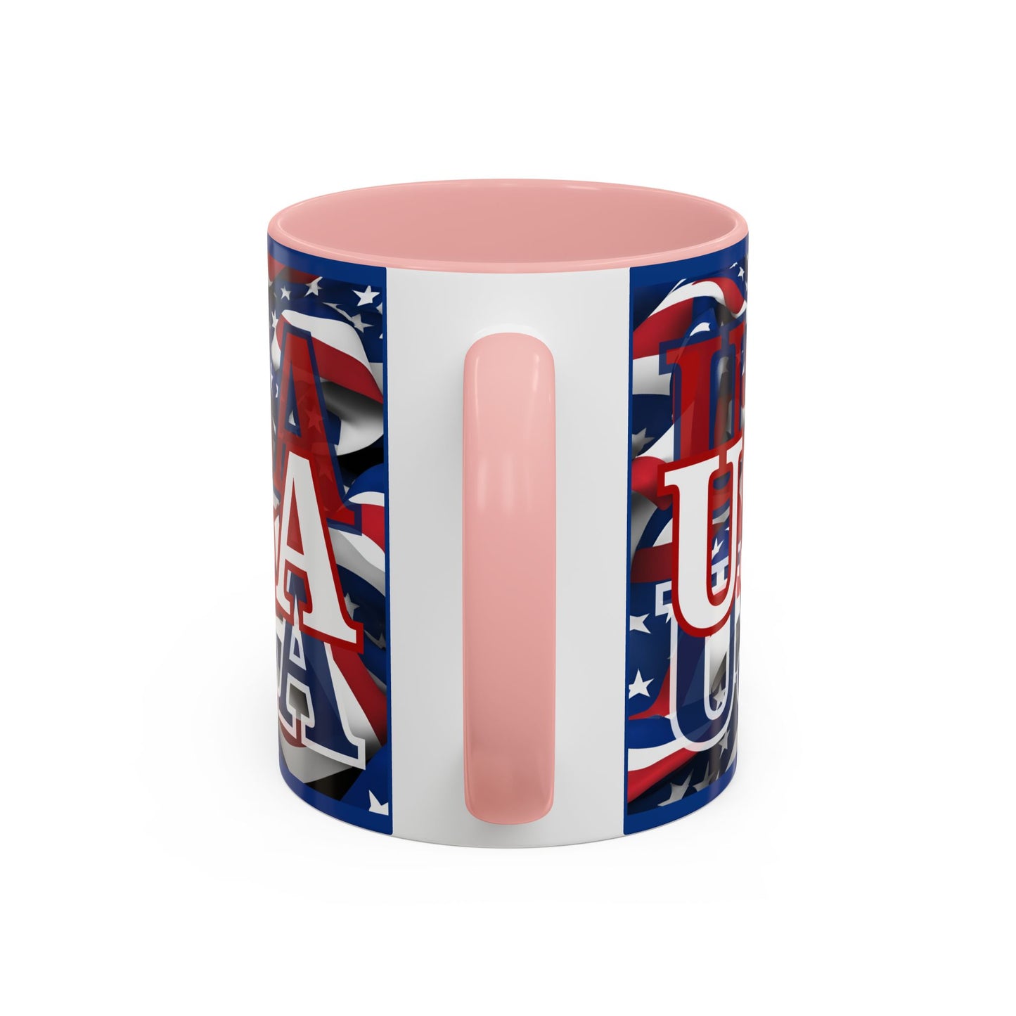 USA White font Center Patriot Blue Accent Mug by theGreenDragonTavern.shop