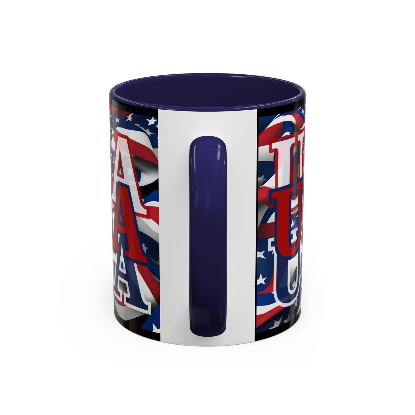 USA Red font Center Patriot Black Accent Mug by theGreenDragonTavern.shop