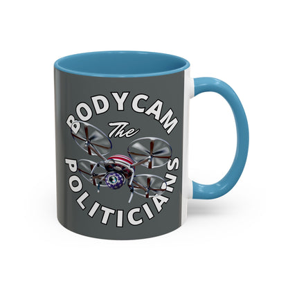 Bodycam the Politicians Drone Grey Accent Mug by theGreenDragonTavern.shop