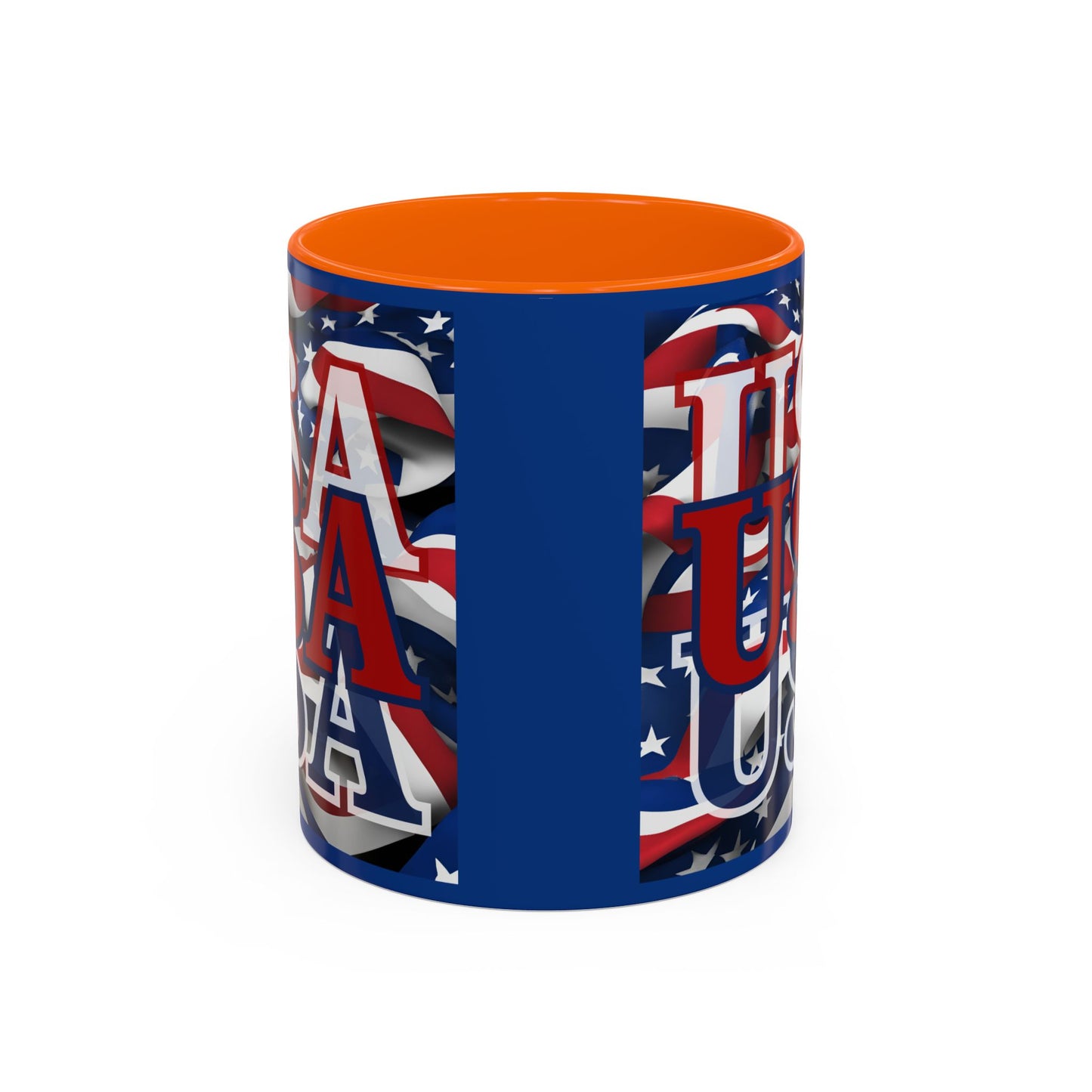 USA Red font Center Patriot Blue Accent Mug by theGreenDragonTavern.shop