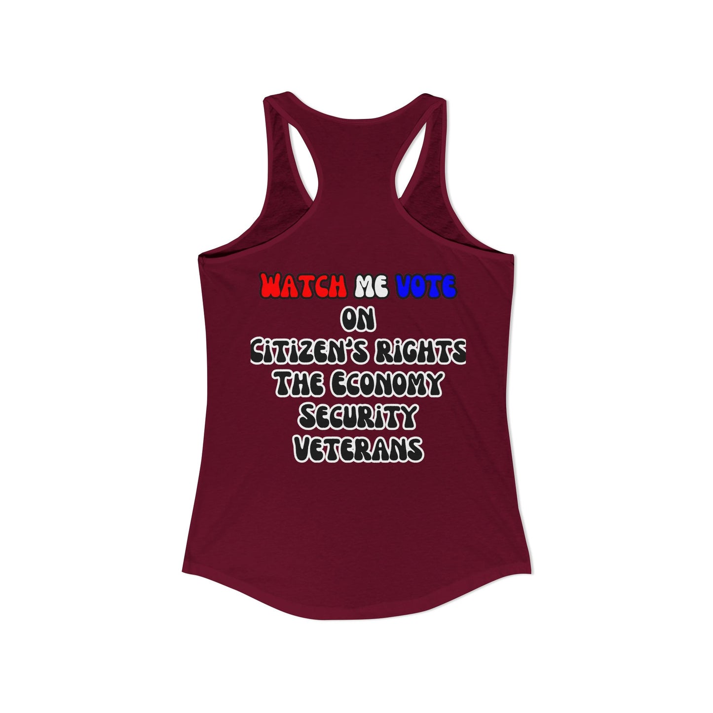 2-sided, I Am Woman Watch Me Vote Women's Racerback Tank Top by theGreenDragonTavern.shop