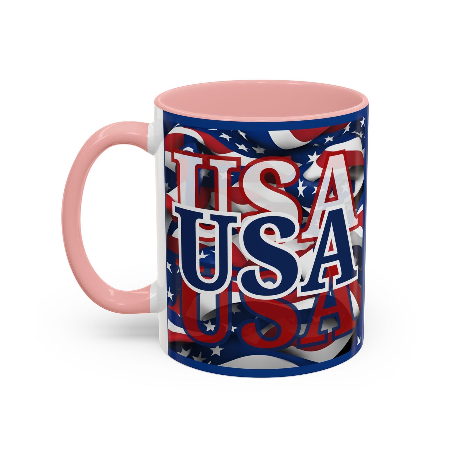 USA Blue font Center Patriot Blue Accent Mug by theGreenDragonTavern.shop