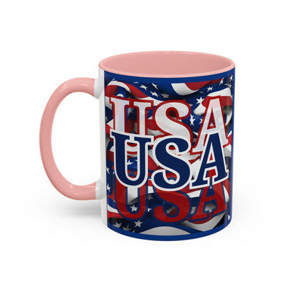 USA Blue font Center Patriot Blue Accent Mug by theGreenDragonTavern.shop
