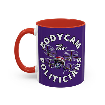 Bodycam the Politicians Drone Dark Purple Accent Mug by theGreenDragonTavern.shop