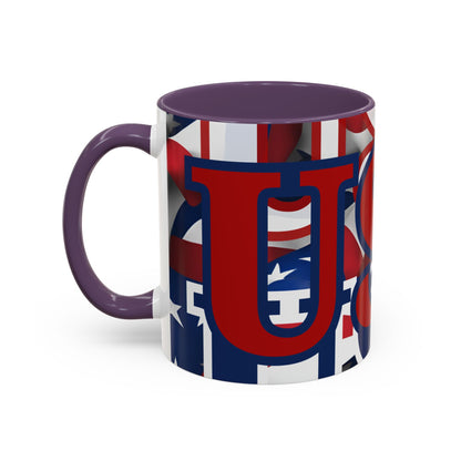 USA! USA! USA Red font Patriot Red Accent Mug by theGreenDragonTavern.shop