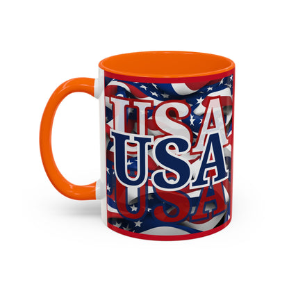 USA Blue font Center Patriot Red Accent Mug by theGreenDragonTavern.shop