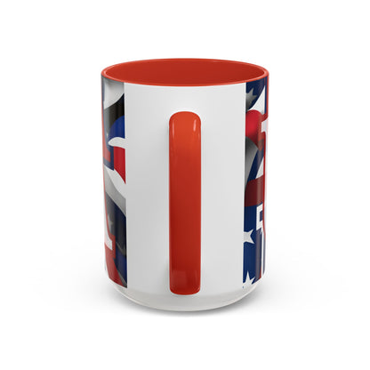 USA! USA! USA White font Patriot Red Accent Mug by theGreenDragonTavern.shop