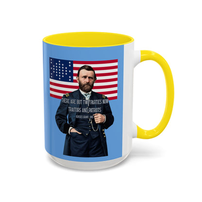 "Traitors and Patriots" Ulysses Grant Light Blue Accent Mug by theGreenDragonTavern.shop