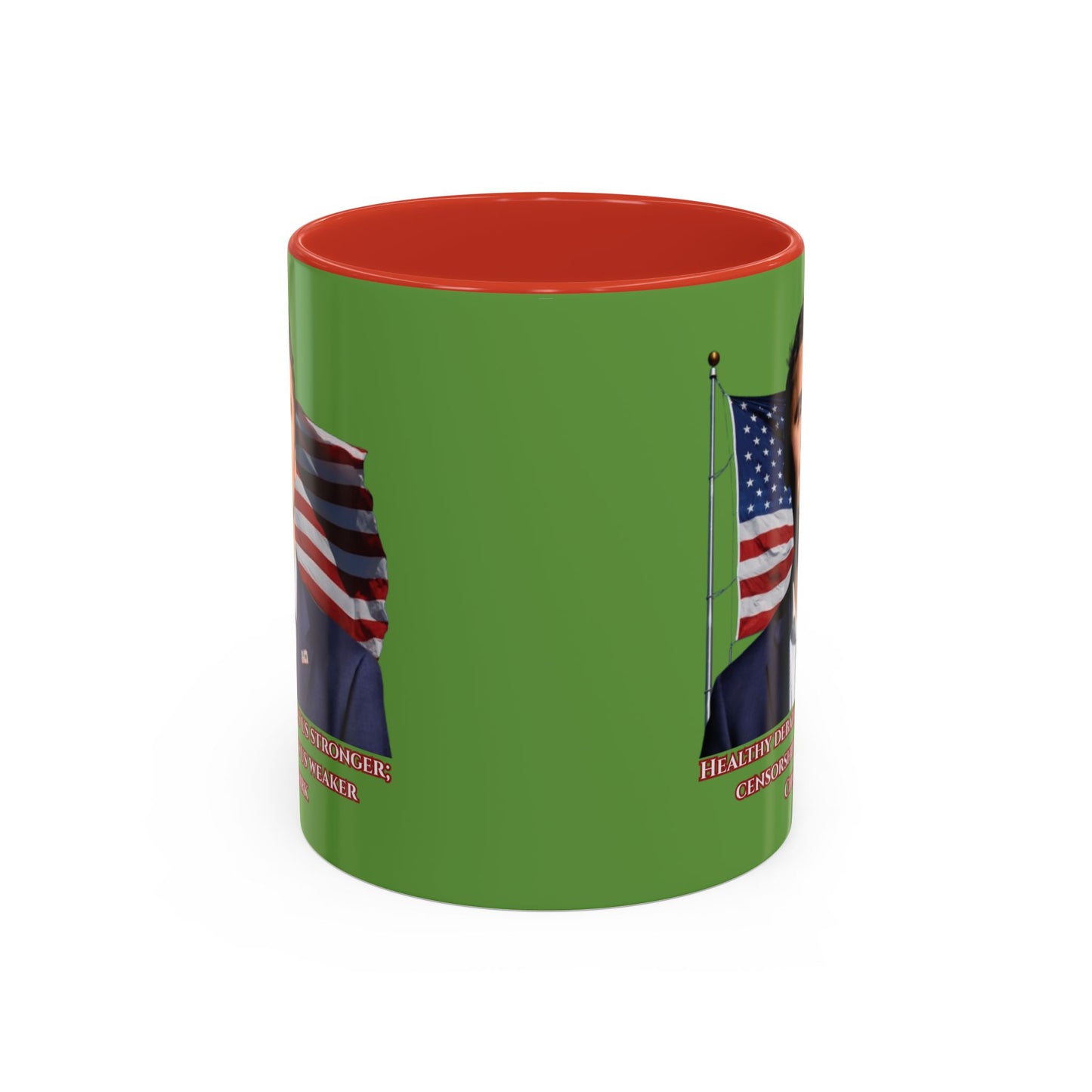 Charlie Kirk, Healthy Debate Green Accent Mug by theGreenDragonTavern.shop