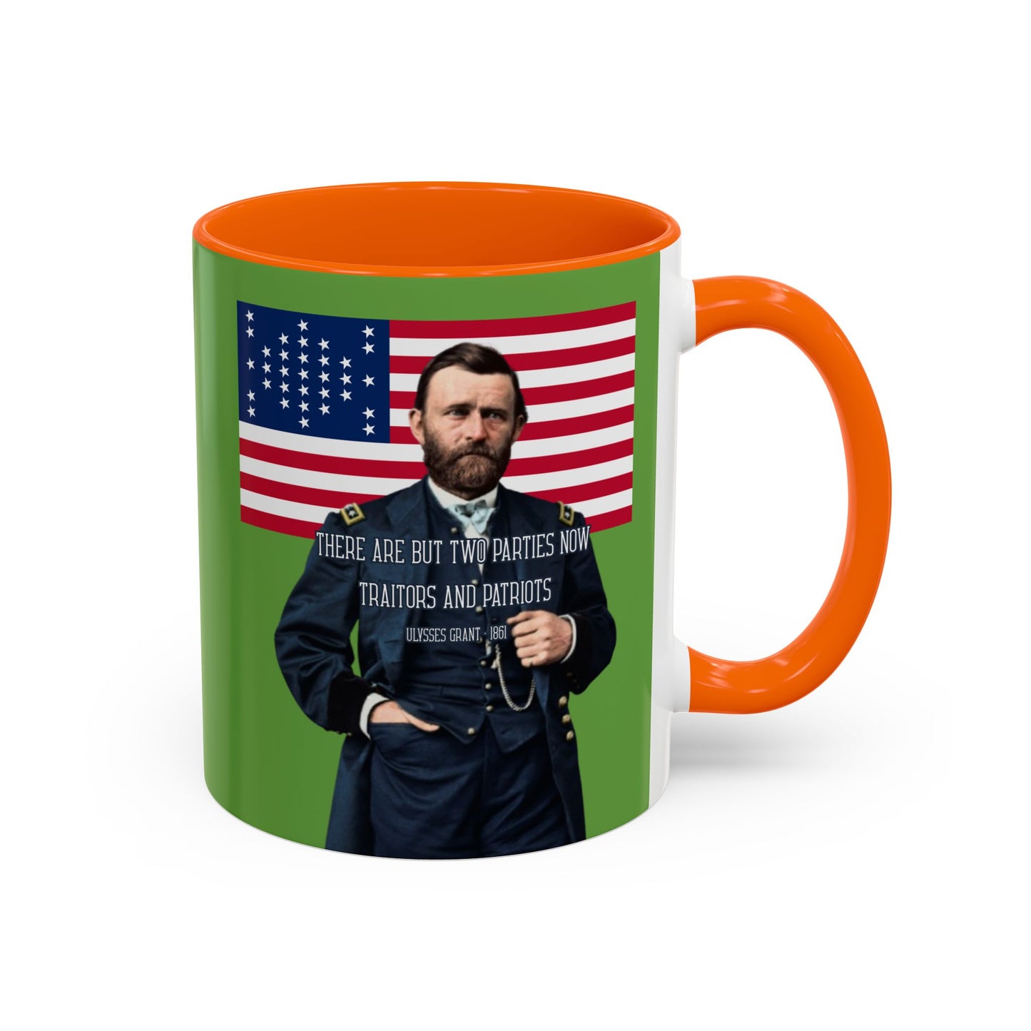 "Traitors and Patriots" Ulysses Grant Green Accent Mug by theGreenDragonTavern.shop