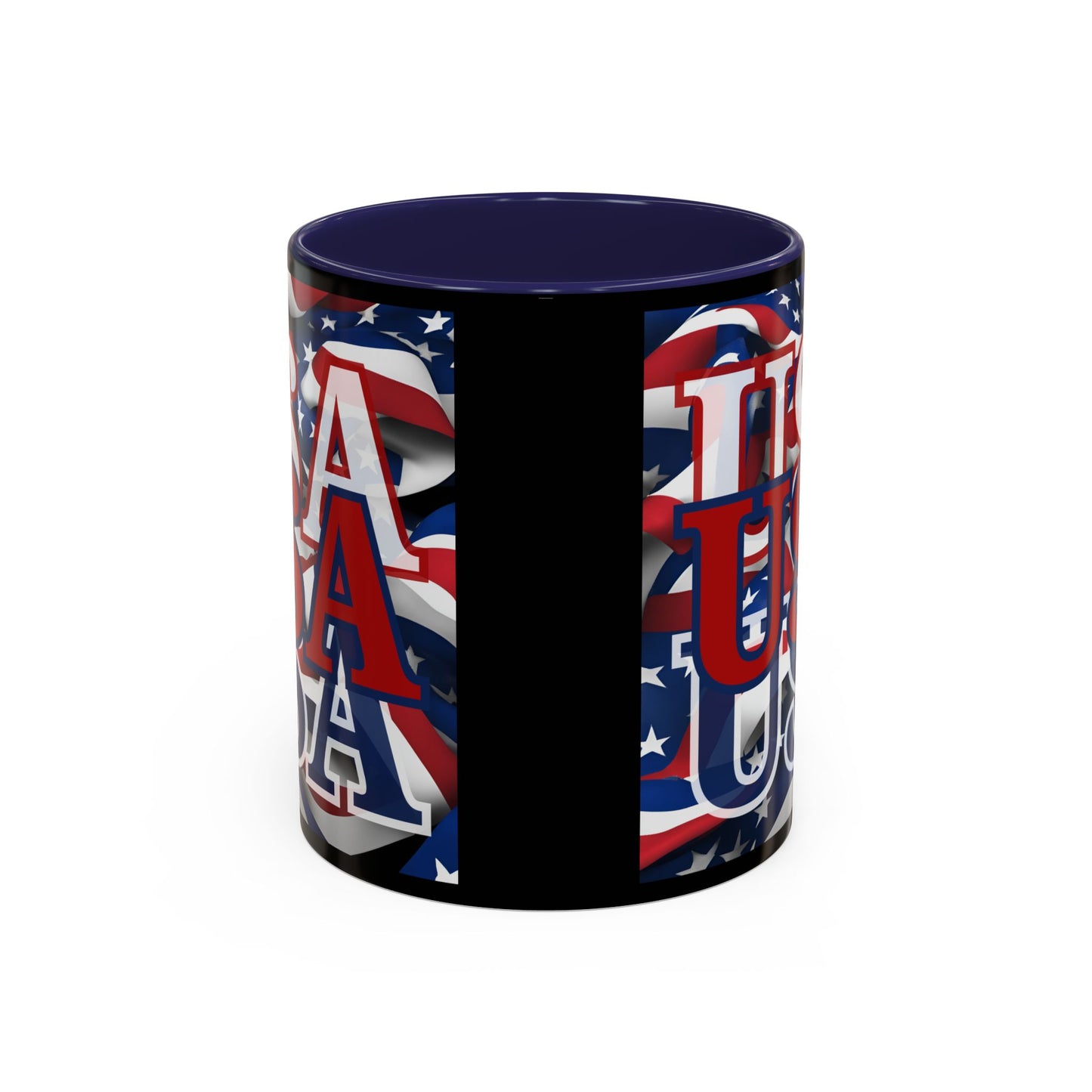 USA Red font Center Patriot Black Accent Mug by theGreenDragonTavern.shop