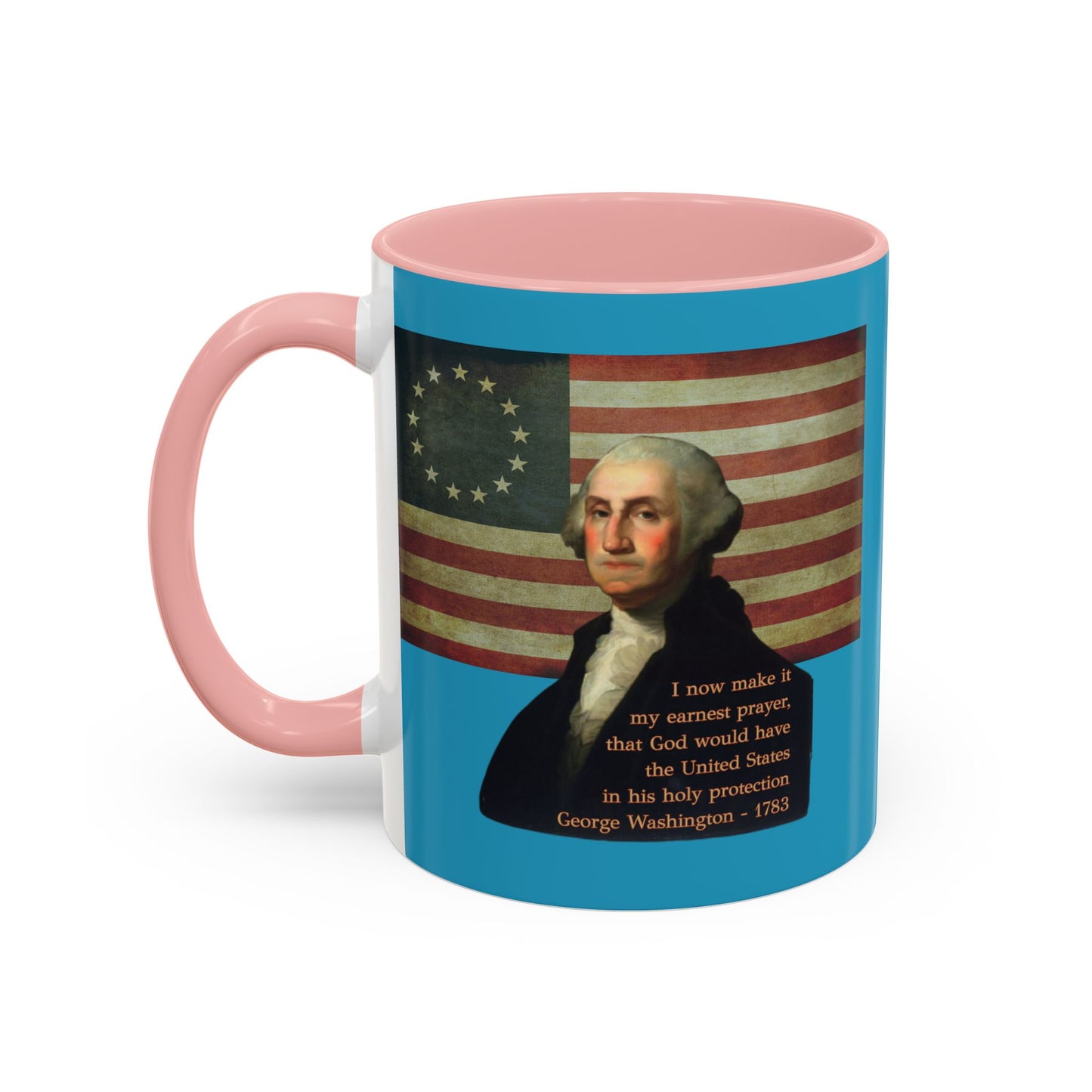 Washington's Earnest Prayer Turquoise Accent Mug by theGreenDragonTavern.shop