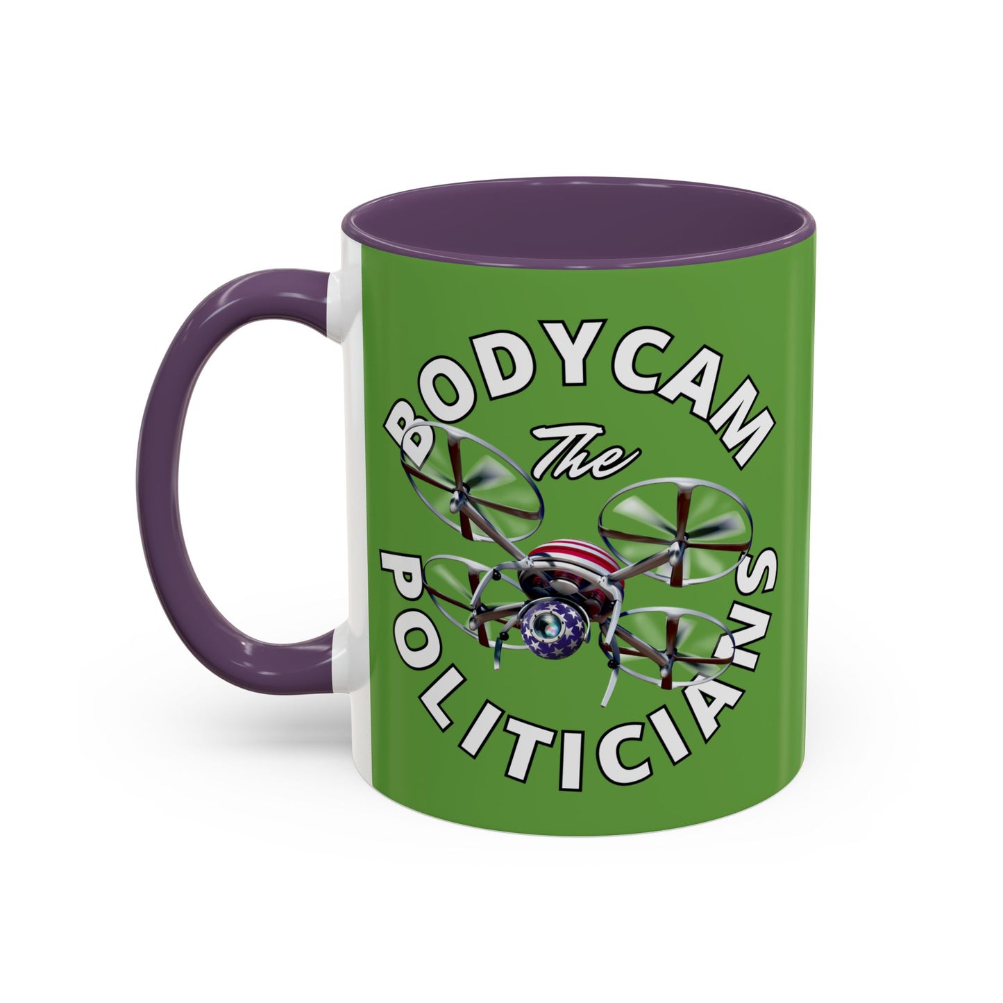Bodycam the Politicians Drone Green Accent Mug by theGreenDragonTavern.shop