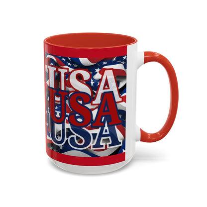USA Red font Center Patriot Red Accent Mug by theGreenDragonTavern.shop