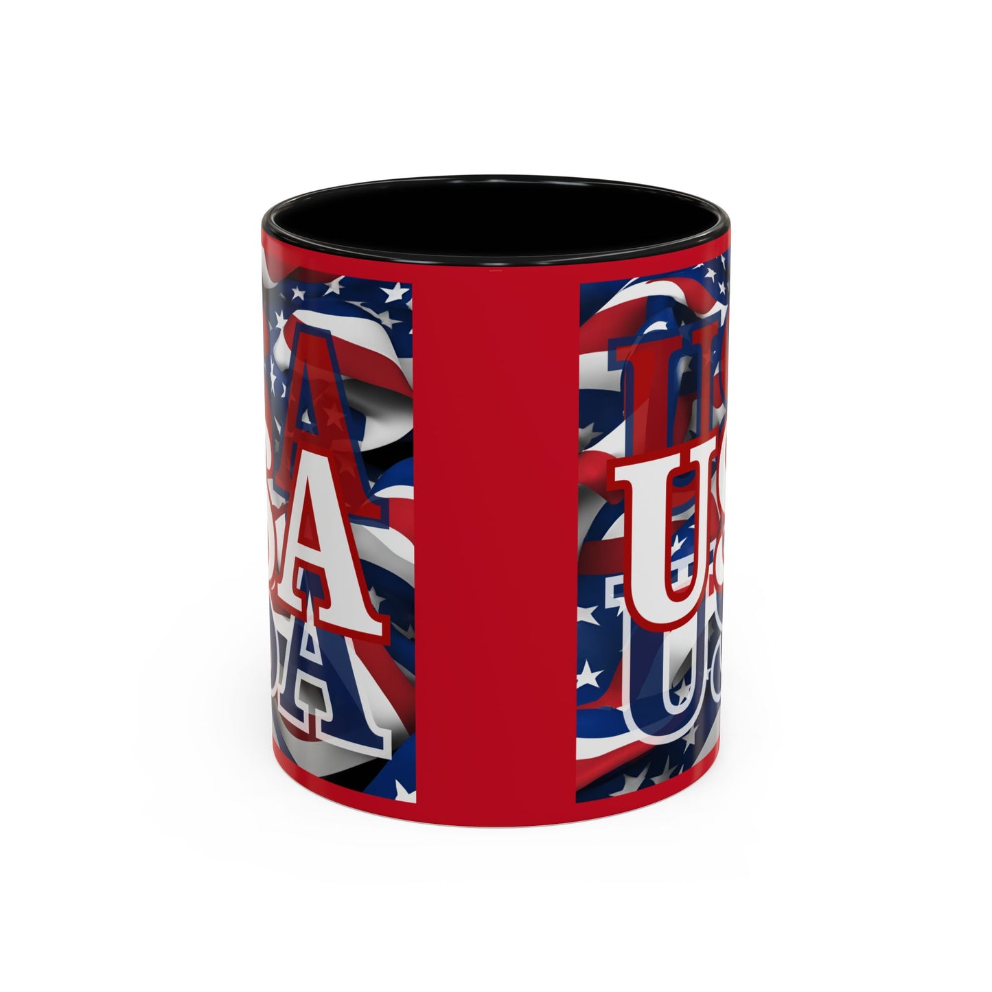 USA White font Center Patriot Red Accent Mug by theGreenDragonTavern.shop