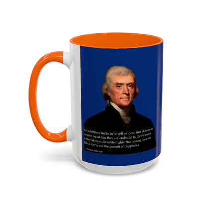 We hold these truths to be self-evident Dark Blue Accent Mug by theGreenDragonTavern.shop