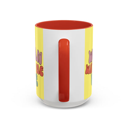 I Am Woman Watch Me Vote Yellow Accent Mug by theGreenDragonTavern.shop