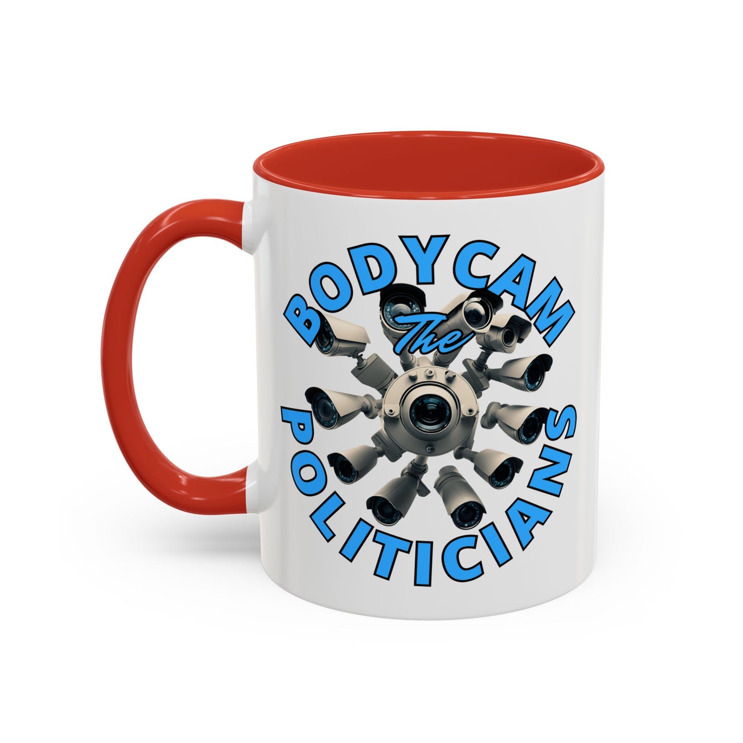 Bodycam the Politicians Cameras White Accent Mug by theGreenDragonTavern.shop