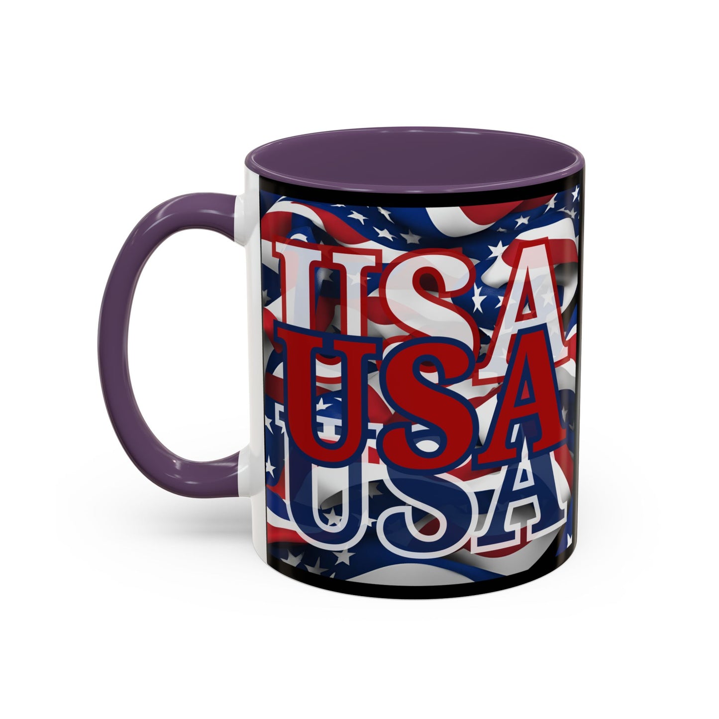 USA Red font Center Patriot Black Accent Mug by theGreenDragonTavern.shop