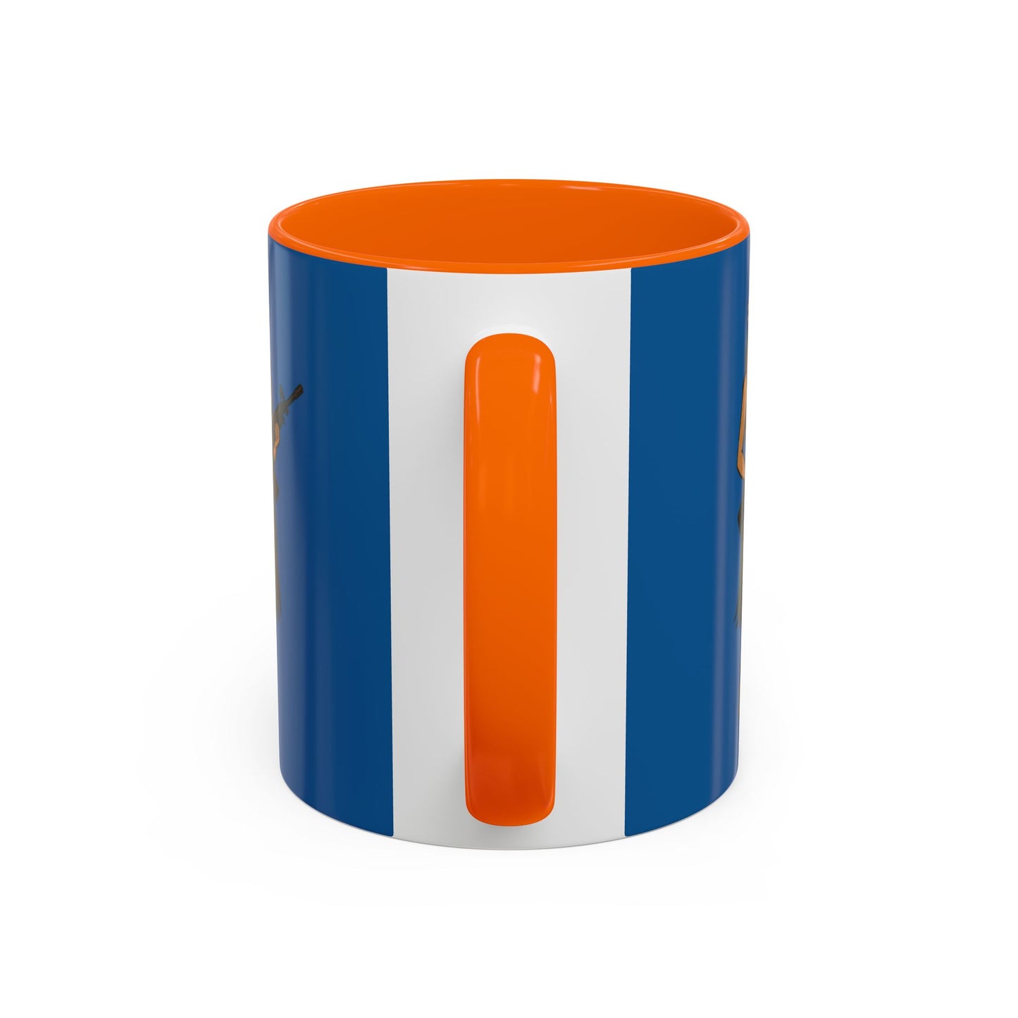 Hula Girl Packin' Heat Dark Blue Accent Mug by theGreenDragonTavern.shop
