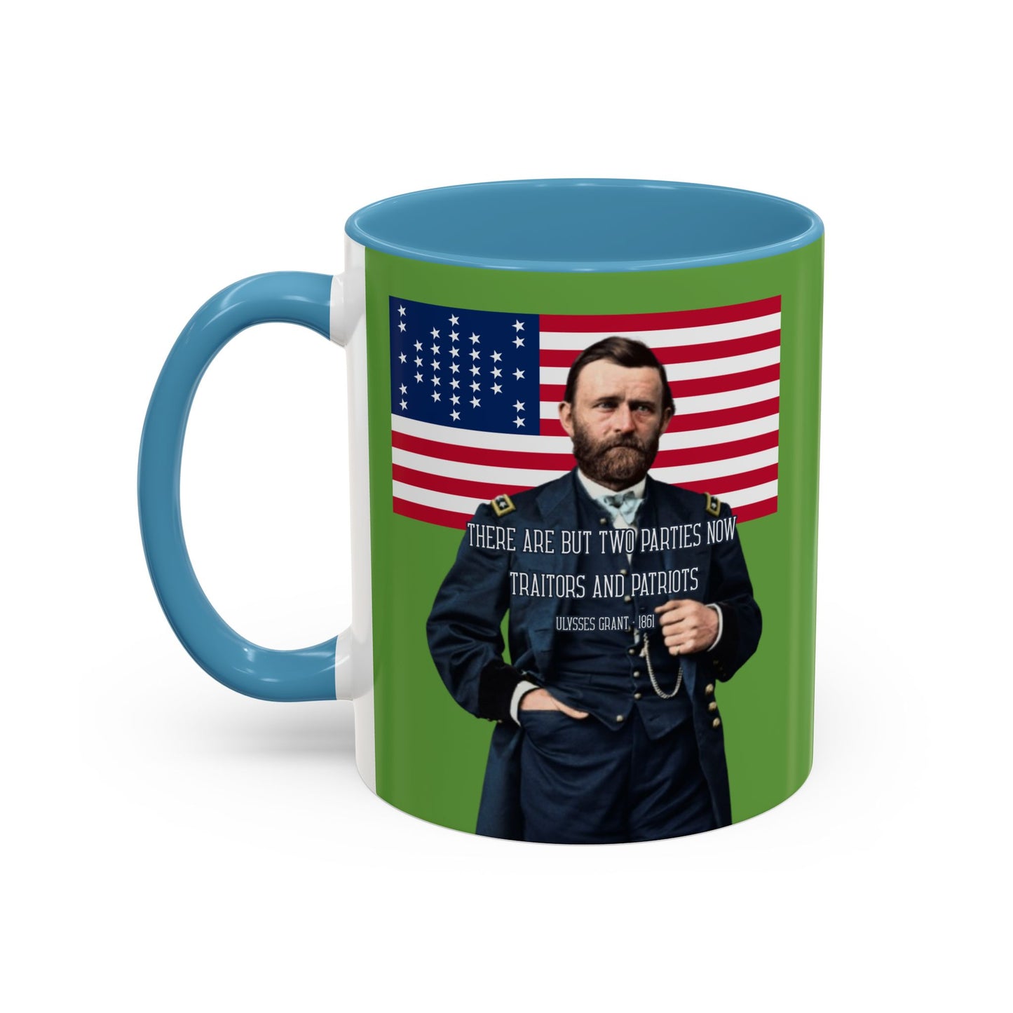 "Traitors and Patriots" Ulysses Grant Green Accent Mug by theGreenDragonTavern.shop