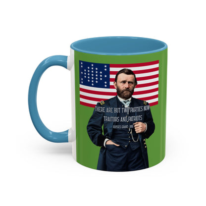 "Traitors and Patriots" Ulysses Grant Green Accent Mug by theGreenDragonTavern.shop