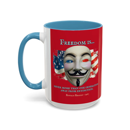 Ronald Reagan Freedom Vendetta Red Accent Mug by theGreenDragonTavern.shop