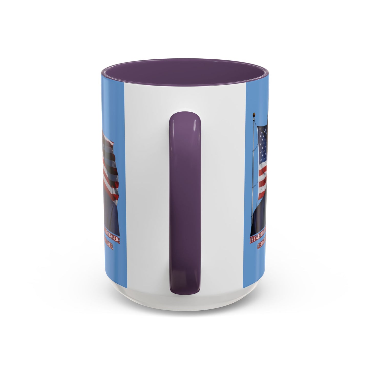 Charlie Kirk, Healthy Debate Light Blue Accent Mug by theGreenDragonTavern.shop