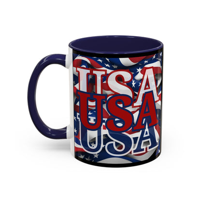 USA Red font Center Patriot Black Accent Mug by theGreenDragonTavern.shop