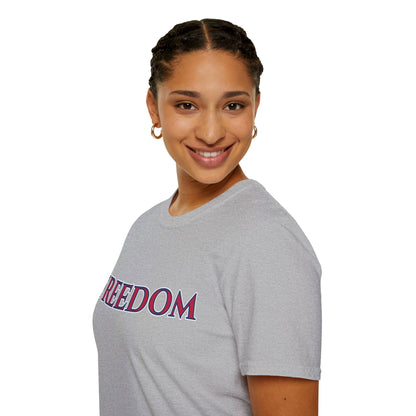 Freedom, Red font, Light colors Unisex T-Shirt by theGreenDragonTavern.shop