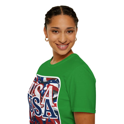 Red White and BLUE USA Patriot Dark colors Unisex T-Shirt by theGreenDragonTavern.shop
