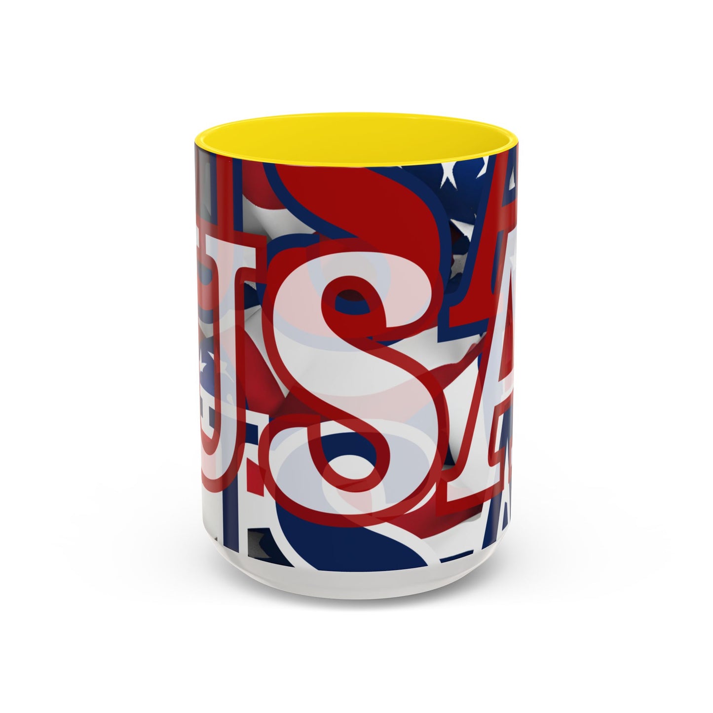 USA! USA! USA White font Patriot Blue Accent Mug by theGreenDragonTavern.shop