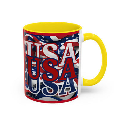 USA Red font Center Patriot Red Accent Mug by theGreenDragonTavern.shop