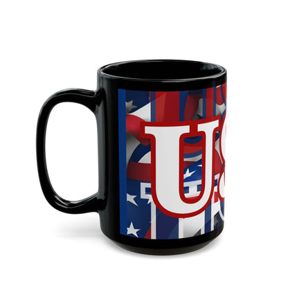 USA! USA! USA White font Patriot Blue Mug by theGreenDragonTavern.shop