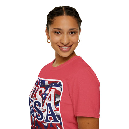 Red White and BLUE USA Patriot Light colors Unisex T-Shirt by theGreenDragonTavern.shop