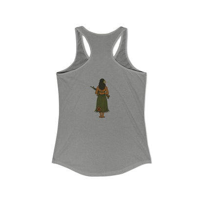 2-sided, Hula Girl Packin' Heat Women's Racerback Tank Top by theGreenDragonTavern.shop