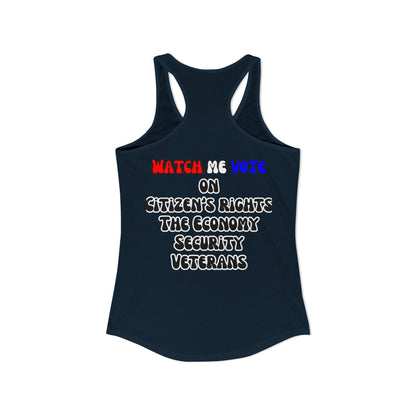 2-sided, I Am Woman Watch Me Vote Women's Racerback Tank Top by theGreenDragonTavern.shop